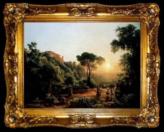 framed  Karoly Marko the Elder Landscape near Tivoli with Vintager Scens, ta009-2